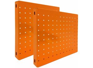 4255681542257 - Proregal-zertifizierte Qualitätsprodukte - proregal Doppelpack 2x Memoboard aus Stahl gelocht HxBxT 30x30x35cm Orange Lochblech Wandtafel