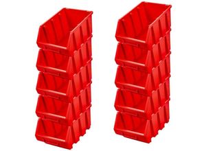 4255681555943 - SuperSparSet 10x Sichtlagerbox 3 HxBxT 126x17x24cm Polypropylen Rot - Rot