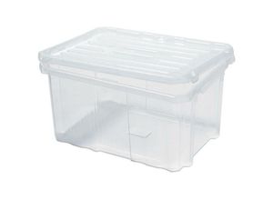 4255681556995 - Mehrzweck Aufbewahrungsbox mit Deckel Transparent HxBxT 16x30x20cm 9 Liter Lagerkiste Transportbox Stapelbox Kunststoffkiste - Transparent