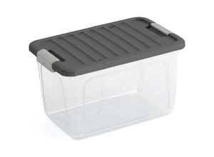 4255681558197 - SuperSparSet 5x Mehrzweck Aufbewahrungsbehälter HAWK mit grauem Deckel HxBxT 25x38x23cm 15 Liter Transparent Behälter Box Aufbewahrungsbehälter