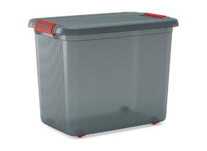 4255681558579 - SuperSparSet 20x Mehrzweck Aufbewahrungsbehälter MANATEE mit Deckel HxBxT 45x59x39 cm 60 Liter Grau Orange Behälter Box Aufbewahrungsbehälter