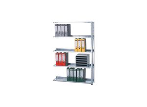 4255681563702 - Schulte Lagertechnik - Schulte Büro-Fachbodenregal MULTIplus85 Schraubsystem mit Anschlagleiste Grundregal Fachlast 85kg HxBxT 180x100x30cm 5 Ebenen