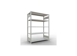 4255681564402 - Schulte Büro-Fachbodenregal MULTIplus150 Stecksystem ohne Mittelanschlag Grundregal Fachlast 150kg 180x130x60cm 5 Ebenen Beidseitig nutzbar Lichtgrau