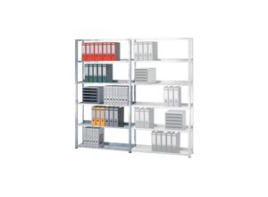 4255681565126 - Schulte Büro-Fachbodenregal MULTIplus150 Schraubsystem ohne Mittelanschlag Grundregal Fachlast 150kg 230x100x60cm 6 Ebenen Beidseitig nutzbar Verzinkt