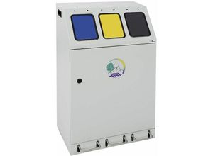 4255681578140 - - Wertstoffsammler mit selbstschließenden Einwurfklappen & Fußhebel 3x 30 Liter HxBxT 92x58x38cm