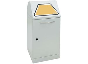 4255681578720 - - Abfallbehälter mit ausziehbarer Tütenhalterung 60 Liter HxBxT 90x40x38cm Brandschutzklasse A1 Lichtgrau mit Klappenaufkleber in 4 Farben