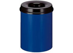 4255681579840 - Proregal-betriebsausstattung Zum Besten Preis - Selbstlöschender Papierkorb & Abfallsammler aus Metall 15 Liter HxØ 36x26cm Blau Kopfteil Schwarz