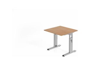 4255681583809 - Proregal-büromöbel Mit Top Leistungsdaten - Sitz-Steh-Schreibtisch Juhani Nussbaum Breite 80cm Höhe 65-85cm stufenlos höhenverstellbar Rechteckform