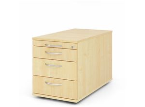 4255681584530 - Proregal-büromöbel Mit Top Leistungsdaten - Rollcontainer Jakima Ahorn HxBxT 512x428x80cm Bogengriff 4 Schübe Mit Schloss & Zentralverriegelung
