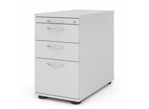 4255681585148 - Standcontainer Eliel Grau HxBxT 76x428x80cm Bogengriff 4 Schübe Mit Schloss & Zentralverriegelung
