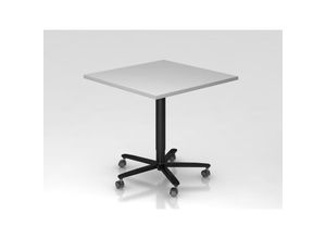 4255681585421 - Proregal-büromöbel Mit Top Leistungsdaten - Meetingpoint Säulenhubtisch Ilari eckig Grau schwarzes Gestell 80x80cm höhenverstellbar von 72-114 cm