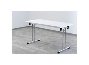 4255681585605 - Proregal-büromöbel Mit Top Leistungsdaten - Klapptisch Jouni 138x69cm Weiß Chromgestell Arbeitshöhe 735 cm Höhenjustierbar 0-10 mm