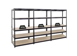 4255681585742 - Proregal-regale Günstig Kaufen - proregal Mega Deal 3x Schwerlastregal Tiger HxBxT 180x100x60cm Fachlast 265kg Schwarz Garagenregal Lagerregal