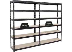 4255681585810 - Proregal-regale Günstig Kaufen - proregal Mega Deal 2x Schwerlastregal Giant Tiger HxBxT 200x120x40cm Fachlast 265kg 6-Ebenen Schwarz Garagenregal