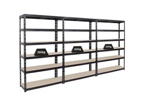 4255681585827 - Proregal-regale Günstig Kaufen - proregal Mega Deal 3x Schwerlastregal Giant Tiger HxBxT 200x120x40cm Fachlast 265kg 6-Ebenen Schwarz Garagenregal