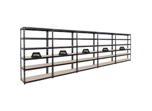 4255681585841 - Proregal-regale Günstig Kaufen - proregal Mega Deal 5x Schwerlastregal Giant Tiger HxBxT 200x120x40cm Fachlast 265kg 6-Ebenen Schwarz Garagenregal