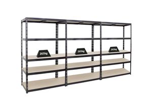 4255681585865 - Proregal-regale Günstig Kaufen - proregal Mega Deal 3x Schwerlastregal Giant Tiger HxBxT 200x120x60cm Fachlast 265kg 5-Ebenen Schwarz Garagenregal