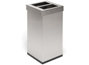 4255681589382 - Proregal-betriebsausstattung Zum Besten Preis - Eckiger Edelstahl Abfallbehälter Haiti Mix mit 2 Inneneimer 2x 25 Liter HxBxT 60x30x30cm Matt