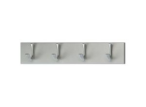 4255681590074 - Proregal-betriebsausstattung Zum Besten Preis - Wandgarderobe aus Holz mit 4 Haken aus Metall HxBxT 8x40xcm Silber - Silber