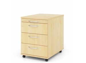 4255681594133 - Proregal-büromöbel Mit Top Leistungsdaten - Rollcontainer Karri Ahorn HxBxT 59x428x58cm Bogengriff 3 Schübe Kugelführung Teilauszug