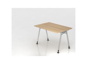 4255681594379 - Proregal-büromöbel Mit Top Leistungsdaten - Schreibtisch Keijo Eiche BxT 120x80cm Höhe 68-76cm stufenlos höhenverstellbar A-förmiges Rundrohrgestell