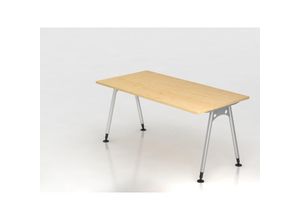 4255681594393 - Proregal-büromöbel Mit Top Leistungsdaten - Schreibtisch Keijo Ahorn BxT 160x80cm Höhe 68-76cm stufenlos höhenverstellbar A-förmiges Rundrohrgestell