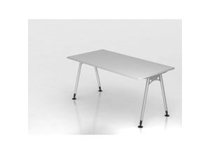 4255681594409 - Proregal-büromöbel Mit Top Leistungsdaten - Schreibtisch Keijo Grau BxT 160x80cm Höhe 68-76cm stufenlos höhenverstellbar A-förmiges Rundrohrgestell