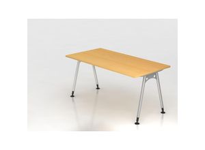 4255681594416 - Proregal-büromöbel Mit Top Leistungsdaten - Schreibtisch Keijo Buche BxT 160x80cm Höhe 68-76cm stufenlos höhenverstellbar A-förmiges Rundrohrgestell