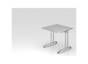 4255681594676 - Schreibtisch Markku Grau BxT 80x80cm Arbeitshöhe 72cm höhenjustierbar 0-10 mm C-Fuß-Gestell Silber Rechteckform