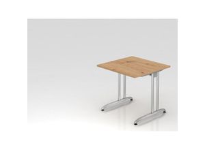 4255681594720 - Proregal-büromöbel Mit Top Leistungsdaten - Schreibtisch Markku Asteiche BxT 80x80cm Arbeitshöhe 72cm höhenjustierbar 0-10 mm C-Fuß-Gestell Silber