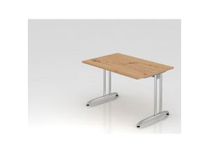 4255681594799 - Proregal-büromöbel Mit Top Leistungsdaten - Schreibtisch Markku Asteiche BxT 120x80cm Arbeitshöhe 72cm höhenjustierbar 0-10 mm C-Fuß-Gestell Silber