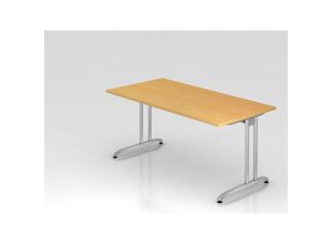 4255681594829 - Proregal-büromöbel Mit Top Leistungsdaten - Schreibtisch Markku Buche BxT 160x80cm Arbeitshöhe 72cm höhenjustierbar 0-10 mm C-Fuß-Gestell Silber