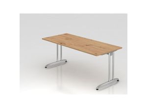 4255681594997 - Proregal-büromöbel Mit Top Leistungsdaten - Schreibtisch Markku Asteiche BxT 180x80cm Arbeitshöhe 72cm höhenjustierbar 0-10 mm C-Fuß-Gestell Silber