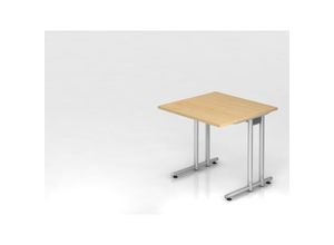 4255681595482 - Proregal-büromöbel Mit Top Leistungsdaten - Schreibtisch Mauno Ahorn BxT 80x80cm Arbeitshöhe 72cm höhenjustierbar 0-10 mm C-Fuß-Gestell Silber