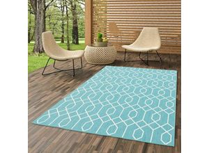 4255686700010 - - In- und Outdoor Teppich Beidseitig Cape Cod Trend Mintgrün Creme - 80x140 cm