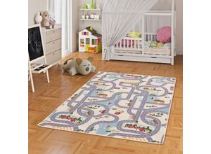 4255686707804 - - Kinder Spiel Straßenteppich Fun Town Beige - 80x160 cm