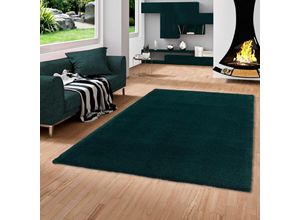 4255686708740 - - Luxus Hochflor Langflor Teppich Harmony Petrol - 100x100 cm