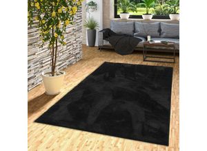 4255686710712 - - Luxus Super Soft Hochflor Langflor Teppich Silky Schwarz - 80x150 cm