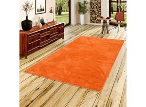 4255686710798 - - Luxus Super Soft Hochflor Langflor Teppich Silky Orange - 80x150 cm