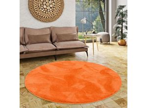 4255686710842 - Luxus Super Soft Hochflor Langflor Teppich Silky Orange Rund - 120 cm Rund