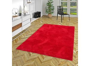 4255686710873 - - Luxus Super Soft Hochflor Langflor Teppich Silky Weinrot - 80x150 cm