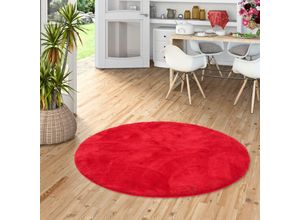 4255686710934 - - Luxus Super Soft Hochflor Langflor Teppich Silky Weinrot Rund - 160 cm Rund