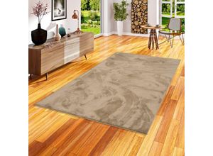 4255686711115 - - Luxus Super Soft Hochflor Langflor Teppich Melia Taupe - 80x150 cm