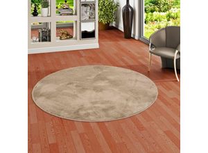 4255686711177 - - Luxus Super Soft Hochflor Langflor Teppich Melia Taupe Rund - 160 cm Rund