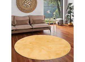 4255686711245 - - Luxus Super Soft Hochflor Langflor Teppich Melia Curry Rund - 120 cm Rund