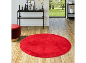 4255686711481 - - Luxus Super Soft Hochflor Langflor Teppich Melia Weinrot Rund - 120 cm Rund