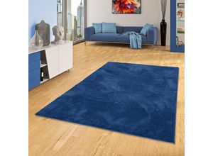 4255686726515 - Luxus Super Soft Hochflor Langflor Teppich Silky Dunkelblau - 160x230 cm