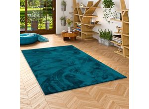 4255686726676 - Luxus Super Soft Hochflor Langflor Teppich Melia Petrol - 80x150 cm