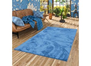 4255686752279 - Luxus Super Soft Hochflor Langflor Teppich Melia Blau - 80x150 cm