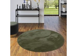 4255686757915 - Luxus Super Soft Fellteppich Pearl Tannengrün Rund - 120 cm Rund